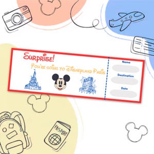 DLP Trip Ticket, Magical Reveal,  Digital Download, Holiday Surprise Announcement,  Disneyland Paris Trip,  Vacation Reveal Ticket