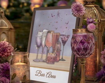 Rapunzel Wedding Reception Set: Editable Table Decor (Canva Templates)
