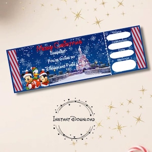 Disneyland Paris Trip Ticket, Magical Christmas Reveal,  Digital Download, Holiday Surprise Announcement, Christmas Surprise, Paris Vacation