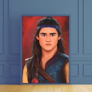 Disney Descendants Inspired Art Print, Disney Villain Kids Wall Decor, Fairytale Fantasy Artwork, Jay from Descendants art, Teen Room Print