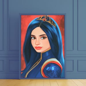Disney Descendants Inspired Art Print, Disney Villain Kids Wall Decor, Fairytale Fantasy Artwork, Evie from Descendants art, Teen Room Print