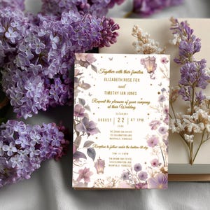 Editable Rapunzel Theme Wedding Invitation, 5x7 Canva Templates, RSVP, Menu, Gift Registry & More, Fairytale Wedding, Disney Wedding Theme