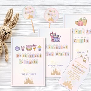 Baby shower Signs, Disneyland Vintage Sign Design, Magical baby shower Decor, Baby shower signs, Baby Shower Cake Toppers, Thank you tags