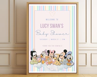 Mickey and Pals Baby Shower Welcome Sign, Editable Animal Babies (Digital Download)