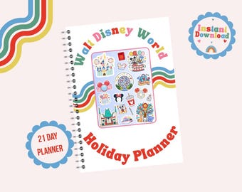 WDW 21 Day Planner, Disney World Holiday Planner, Rainbow Itinerary Printable, Colourful Disney Trip Organiser, Travel Schedule, PDF