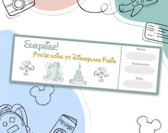 Boleto de viaje DLP, Revelación mágica, Descarga digital, Anuncio sorpresa navideña, Viaje a Disneyland París, Boleto de revelación de vacaciones