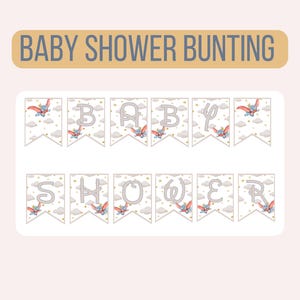 Baby shower Bunting, Dumbo the Flying Elephant Design, Magical baby shower, Themed Baby shower Bunting, Dumbo Baby Shower Decor