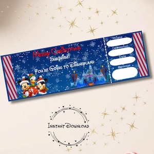 Disneyland Trip Ticket, Magical Christmas Reveal, Digital Download, Holiday Surprise Announcement, Christmas Surprise,  Vacation