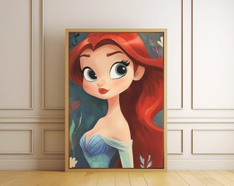 Lámina artística de Ariel, decoración de pared de princesa de cuento de hadas