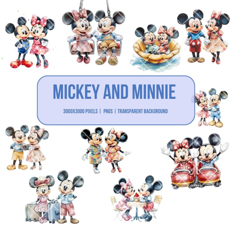 Disney Vacation Clipart Bundle PNG | 120+ Watercolor Theme Park Graphics | Instant Download | Cricut & Sublimation Designs image 3