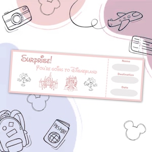 Disneyland Trip Ticket, Magical Reveal, Digital Download, Holiday Surprise Announcement, Disneyland Surprise Trip, Vacation Reveal Ticket