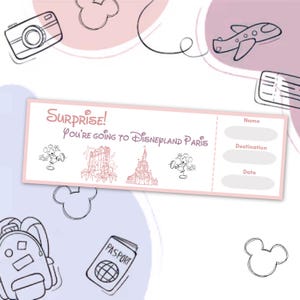 DLP Trip Ticket, Magical Reveal, Digital Download, Holiday Surprise Announcement, Disneyland Paris Trip, Vacation Reveal Ticket