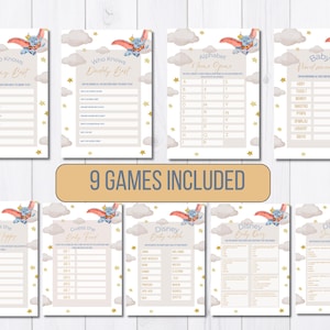 Baby shower Games Dumbo the Flying Elephant Design, Magical baby shower, Dumbo Baby shower, fun Games for baby Shower, Themed Baby Shower