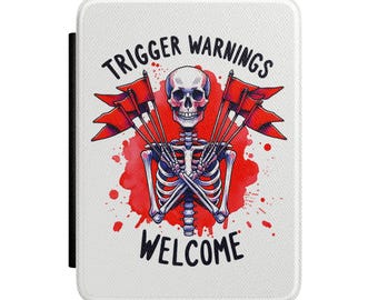 Avvertenze sui contenuti sensibili benvenute. Custodia per Kindle / Copertina per lettori appassionati di libri.