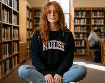 Bookish Floral Sweatshirt — Cozy Reader Raglan Pullover