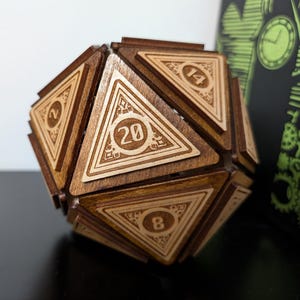 Large Wooden D20 Decor: RPG Dice Shelf Art