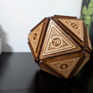 Large Wooden D20 Decor: RPG Dice Shelf Art