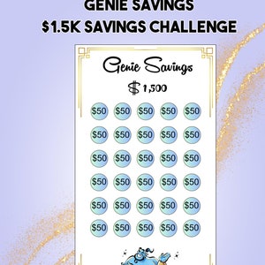 1,500 Savings Challenge Cash Stuffing Cash Envelope Disney Genie Savings