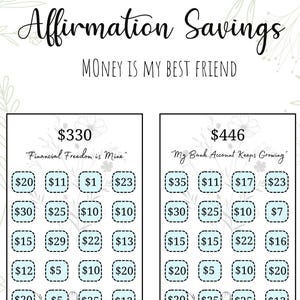 Money Affirmation Blue Savings Challenge Cash Stuffing Cash Envelopes A6