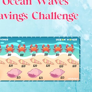 Ocean Savings Challenge Summer Cash Stuffing Cash Envelopes A6