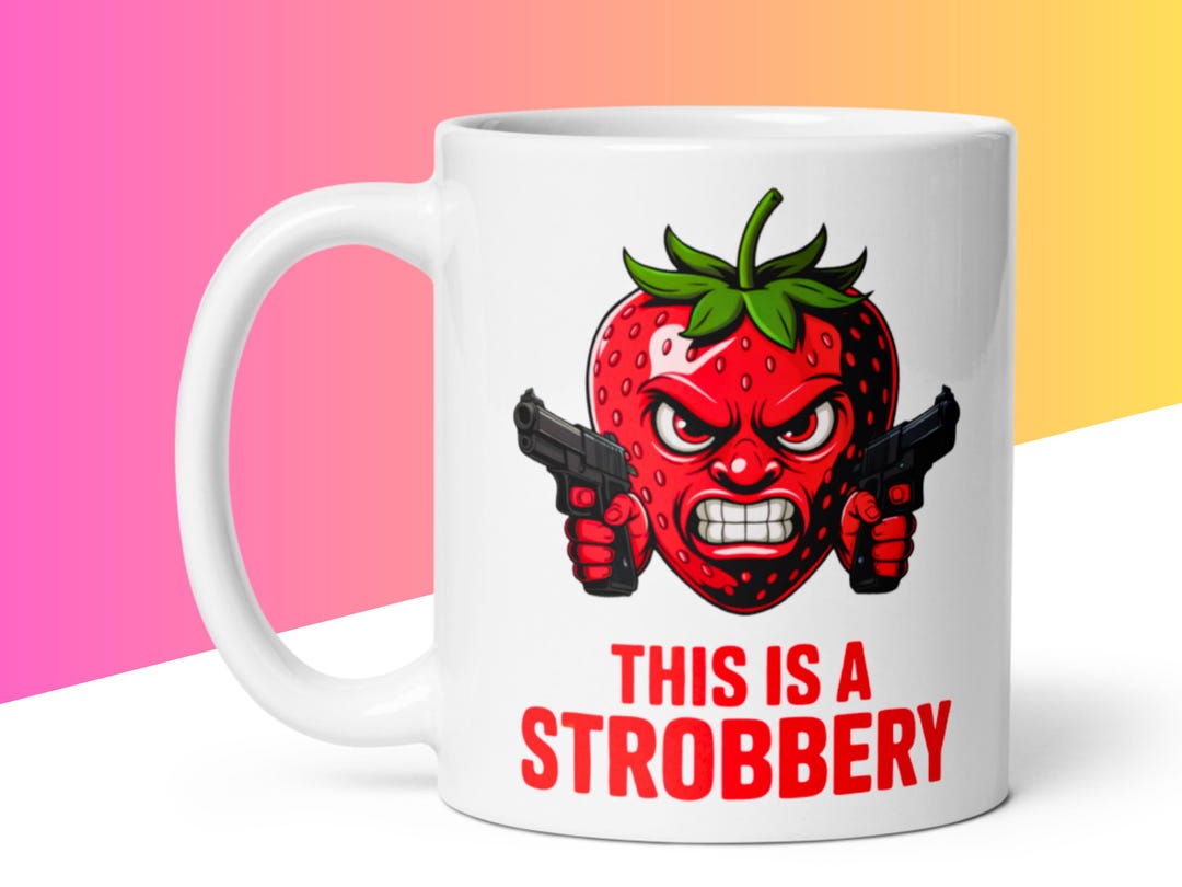 Funny Strawberry Pun Mug: This is a Strobbery - Ceramic Coffee Cup - Etsy