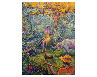 Lámina de Belén Tropical, Pintura de Belén en la Selva, Arte de Pared Navideño