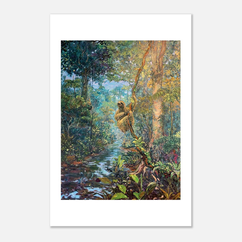 Three-Toed Sloth art print by Daniel Wesson (sloth wall art), view 4
