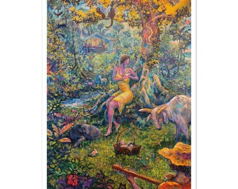 Lámina de Belén Tropical, Pintura de Belén en la Selva, Arte de Pared Navideño