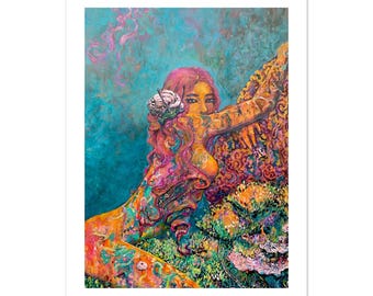 Reef Love Print, Colorful Coral Reef Painting, Ocean Wall Art