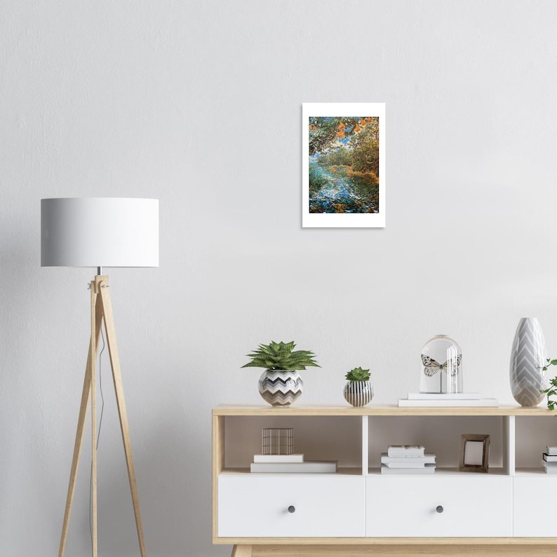 Music of the Flowers print above a sideboard