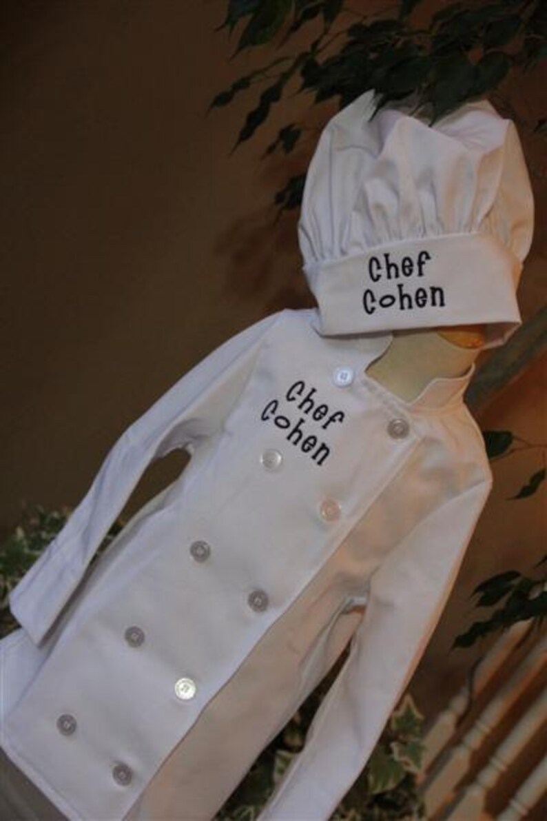 Child's Personalized Chef Coat and Matching Hat Set | Etsy