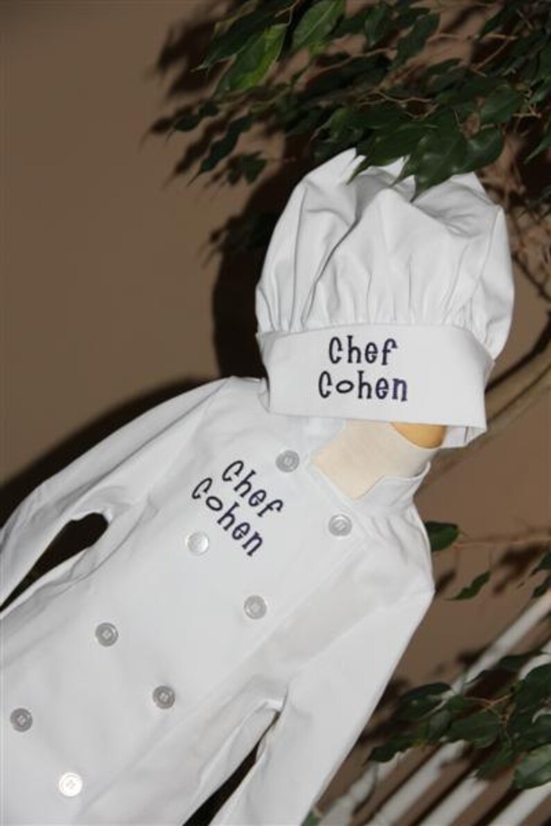 Child's Personalized Chef Coat and Matching Hat Set Etsy