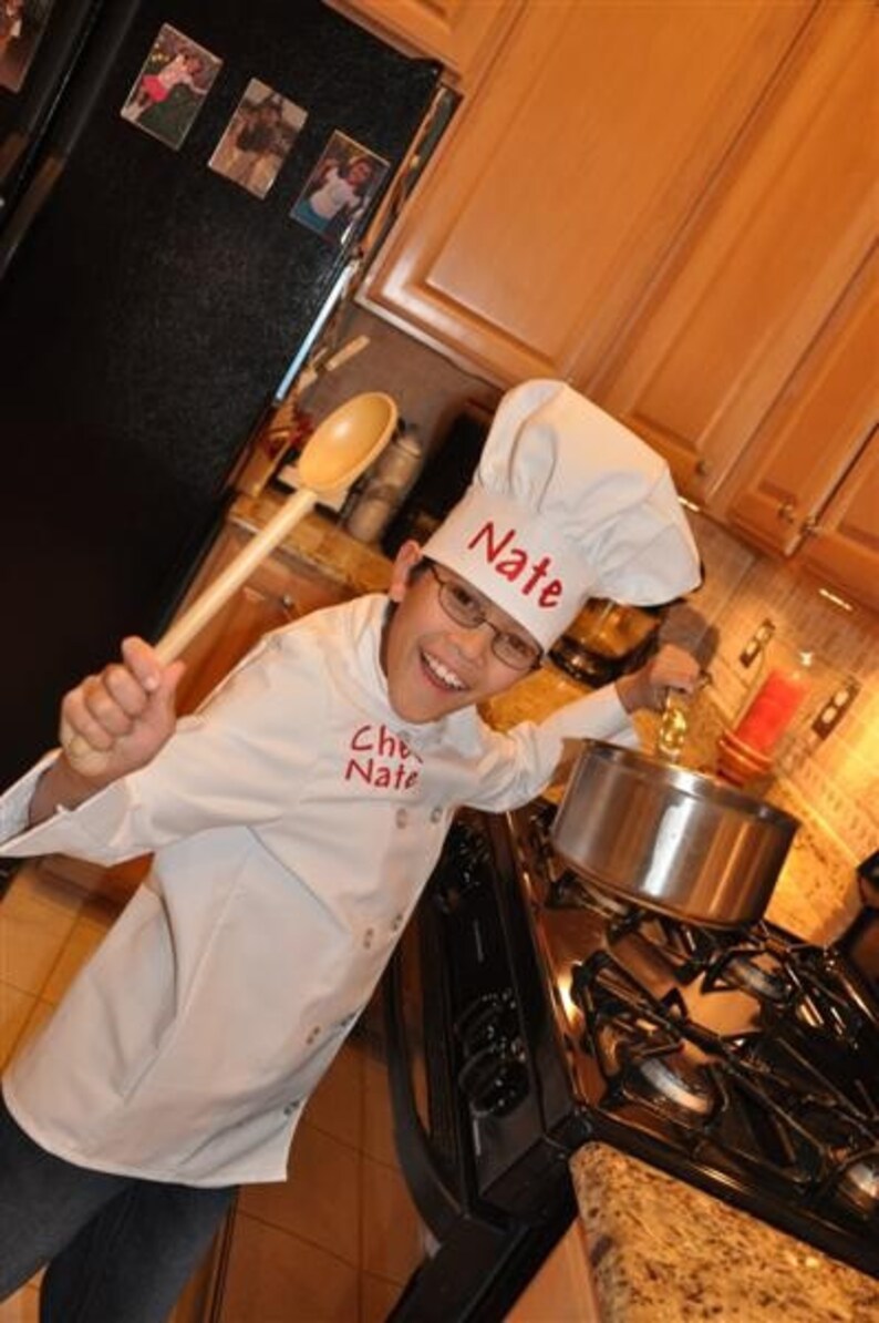 Child's Personalized Chef Coat and Matching Hat Set Etsy
