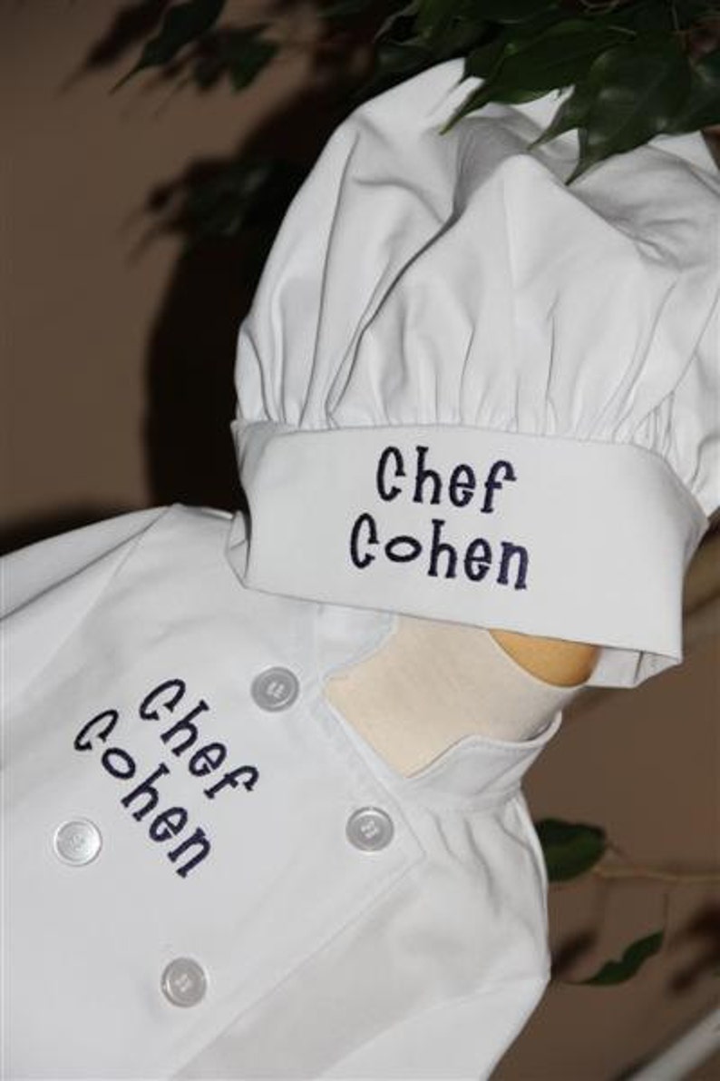 Child's Personalized Chef Coat and Matching Hat Set Etsy