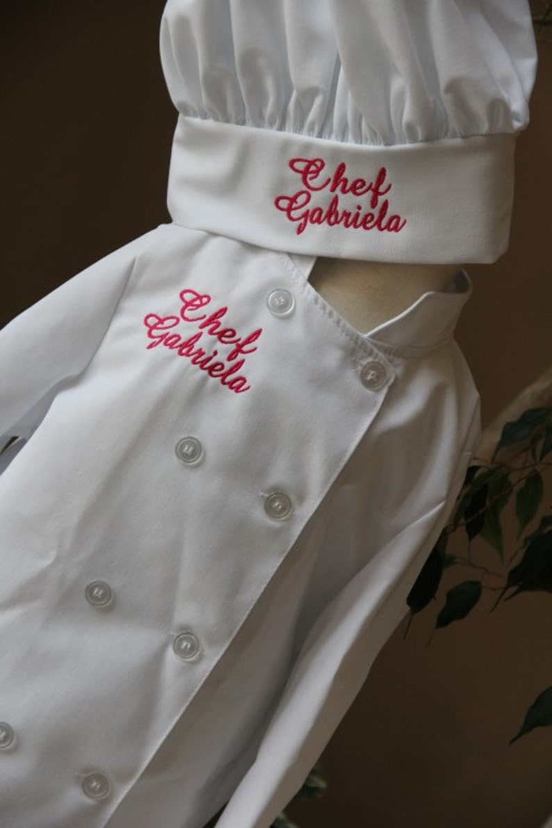 Child's Personalized Chef Coat and Matching Hat Set Etsy