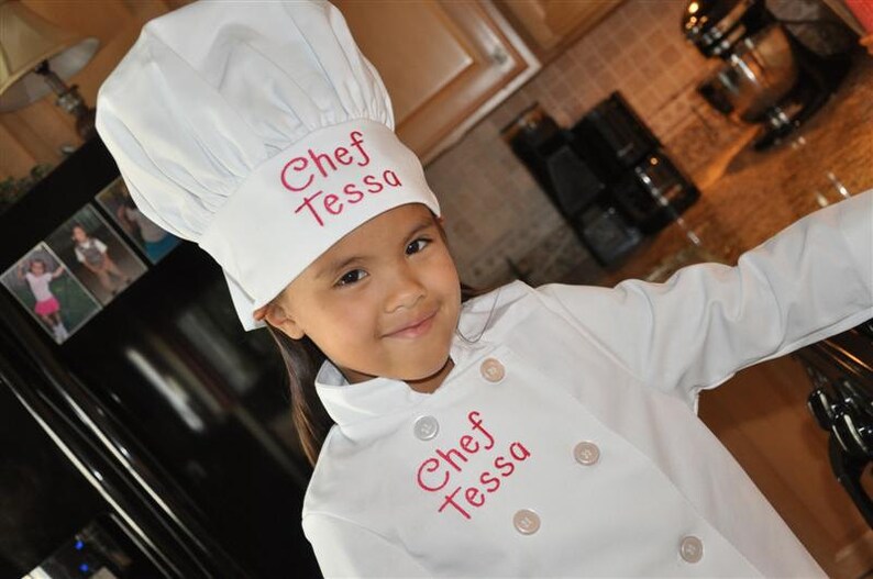 Child's Personalized Chef Coat and Matching Hat Set Etsy