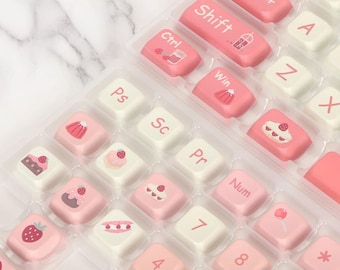 キュートなストロベリーケーキキーキャップセット – メカニカル