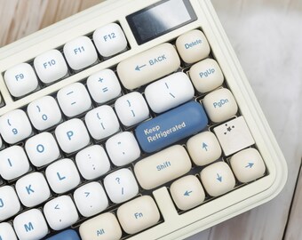 Cute Medicine Blue Themed Custom Keycap Set for Mechanical Keyboard | 140 keys | MOG Profile | MX Switch Type | PBT Material | Cute Gift