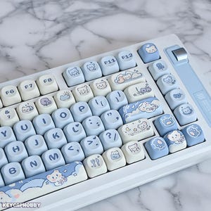 Ice Cream Teddy Bear Keycap Set for Mechanical Keyboard | 108 keys | MOA Profile | MX Switch Type | PBT Material | Cute Gift