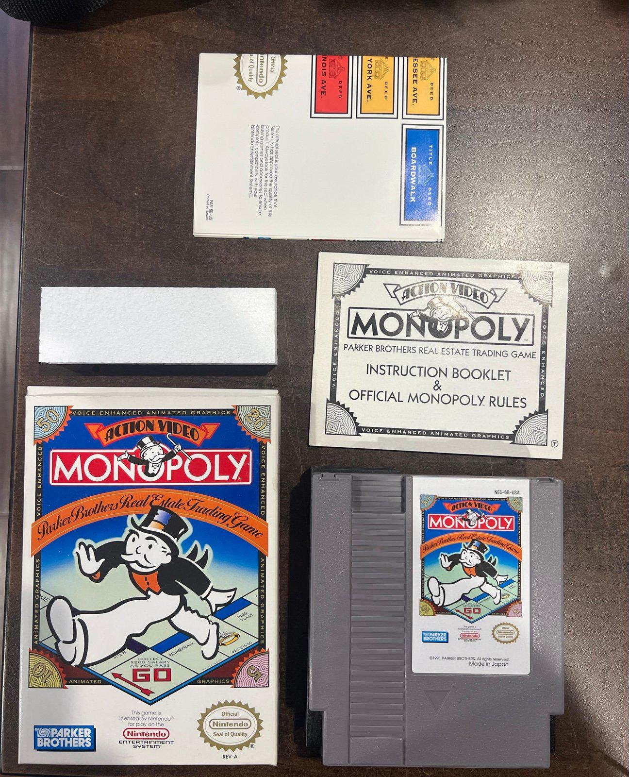 Monopoly Nintendo NES Complete in Box CIB with Poster