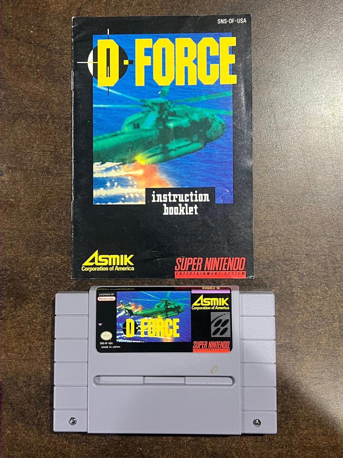 D-Force Super Nintendo SNES with Manual - MINTY!
