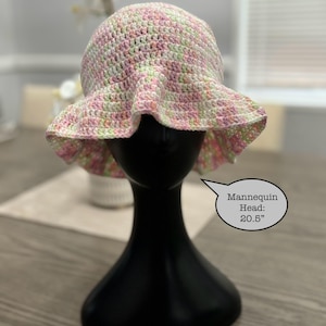 Pink Multicolored Bucket Hat Handmade Flowy Lightweight Design, Soft Girl Aesthetic, Cottagecore Summer Fashion Accessory Gift idea for her