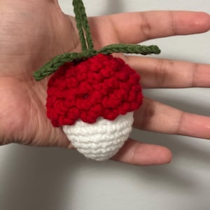 Lychee Plushie Keychain, Handmade Unisex Crochet kawaii fruit Amigurumi Bag Charm, Soft lychee fruit Gift, Cute Food Accessory,  fruit toy