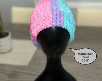 Multicolor Ribbed Beanie Hat, Handmade Unisex hippy Trendy Gift Idea for men, women and teens, bright colorful fun Sparkly Soft Beanie Warm