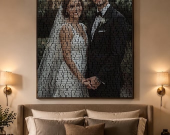 Wedding Typography Portrait From Photo, Personalized Newlywed Gift, Digital Download