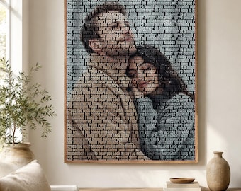 Custom Couple Typography Portrait From Photo, Personalized Romantic Gift, Digital Download