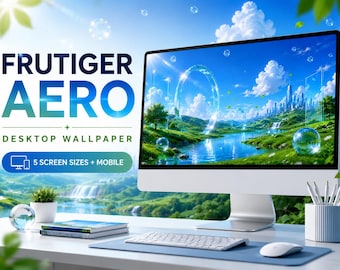 Frutiger Aero Desktop Wallpaper Set, Y2K Computer Background
