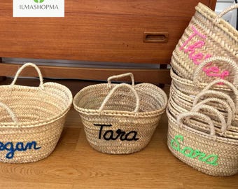Handmade Woven Moroccan Market Basket with Handles