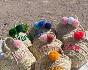 Personalized Moroccan Straw Basket: Custom Bridal Shower Bag