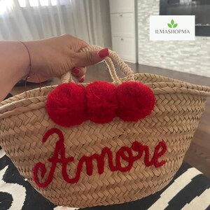 Personalized Moroccan Straw Basket: Embroidered Beach Tote, Bridal Shower Gift image 6